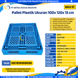 Pallet Plastik Bekas/Baru Ukuran 100x120x15 cm Warna Biru - MITRA01