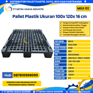 Pallet Plastik Bekas/Baru Ukuran 100x120x16 cm Warna Hitam - MITRA02