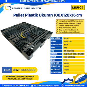 Pallet Plastik Bekas/Baru Ukuran 100x120x16 cm Warna Hitam - MITRA04