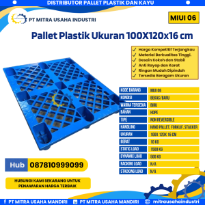 Pallet Plastik Bekas/Baru Ukuran 100x120x16 cm Warna Biru - MITRA06