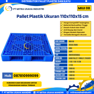 Pallet Plastik Bekas/Baru Ukuran 110x110x15 cm Warna Biru - MITRA08