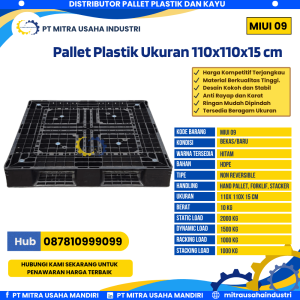 Pallet Plastik Bekas/Baru Ukuran 110x110x15 cm Warna Hitam - MITRA09