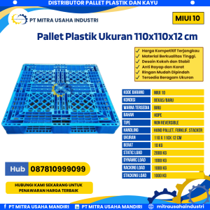 Pallet Plastik Bekas/Baru Ukuran 110x110x12 cm Warna Biru - MITRA10