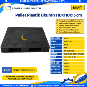 Pallet Plastik Bekas/Baru Ukuran 110x110x15 cm Warna Hitam - MITRA11