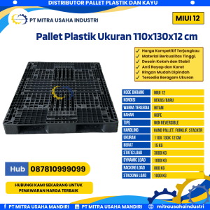 Pallet Plastik Bekas/Baru Ukuran 110x130x12 cm Warna Hitam - MITRA12