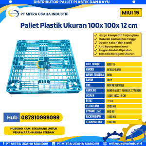 Pallet Plastik Bekas/Baru Ukuran 100x100x12 cm Warna Biru - MITRA15