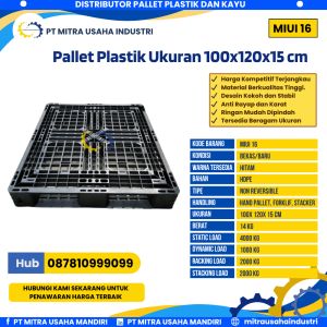 Pallet Plastik Bekas/Baru Ukuran 100x120x15 cm Warna Hitam - MITRA16