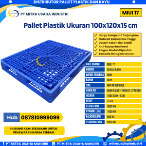 Pallet Plastik Bekas/Baru Ukuran 100x120x15 cm Warna Biru - MITRA17