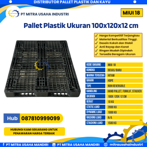 Pallet Plastik Bekas/Baru Ukuran 100x120x12 cm Warna Hitam - MITRA18