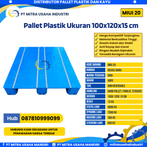 Pallet Plastik Bekas/Baru Ukuran 100x120x15 cm Warna Biru - MITRA20