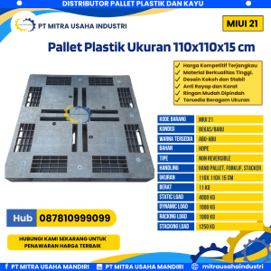 Pallet Plastik Bekas/Baru Ukuran 110x110x15 cm Warna Abu-Abu - MITRA21