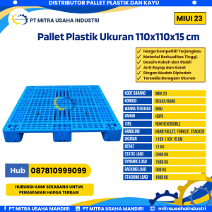 Pallet Plastik Bekas/Baru Ukuran 110x110x15 cm Warna Biru - MITRA23