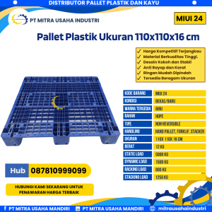 Pallet Plastik Bekas/Baru Ukuran 110x110x16 cm Warna Biru - MITRA24