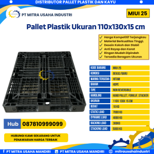 Pallet Plastik Bekas/Baru Ukuran 110x130x15 cm Warna Hitam - MITRA25