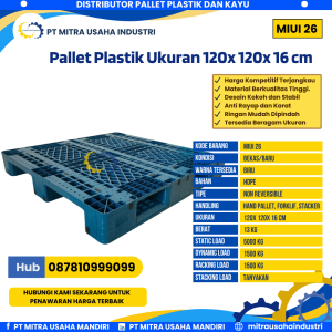 Pallet Plastik Bekas/Baru Ukuran 120x120x16 cm Warna Biru - MITRA26