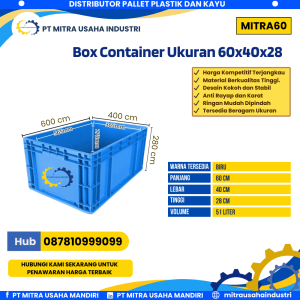 Box Kontainer Baru Ukuran 60x40x28 cm Warna Biru - MITRA60