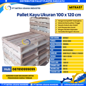 Pallet Kayu Baru Ukuran 100x120x12 cm Warna Original - MITRA57