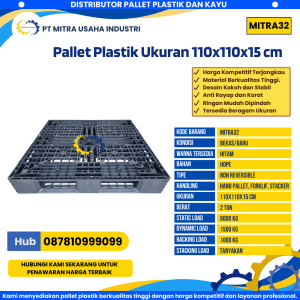 Pallet Plastik Bekas/Baru Ukuran 110x110x15 cm Warna Hitam - MITRA32