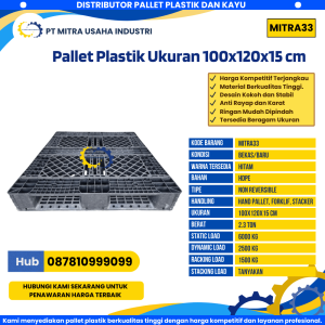 Pallet Plastik Bekas/Baru Ukuran 100x120x15 cm Warna Hitam - MITRA33