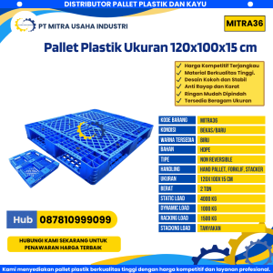 Pallet Plastik Bekas/Baru Ukuran 120x100x15 cm Warna Biru - MITRA36