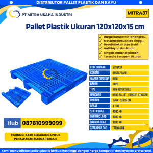 Pallet Plastik Bekas/Baru Ukuran 120x120x15 cm Warna Biru - MITRA37