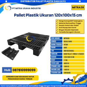 Pallet Plastik Bekas/Baru Ukuran 120x100x15 cm Warna Hitam - MITRA38