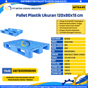Pallet Plastik Bekas/Baru Ukuran 120x80x15 cm Warna Biru - MITRA40