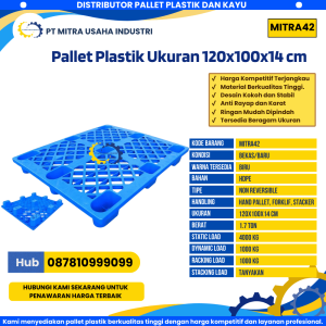 Pallet Plastik Bekas/Baru Ukuran 120x100x14 cm Warna Biru - MITRA42