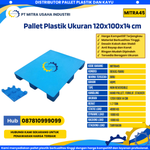 Pallet Plastik Bekas/Baru Ukuran 120x100x14 cm Warna Biru - MITRA45