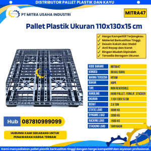 Pallet Plastik Bekas/Baru Ukuran 110x130x15 cm Warna Hitam - MITRA47