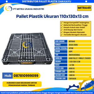 Pallet Plastik Bekas/Baru Ukuran 110x130x13 cm Warna Hitam - MITRA49