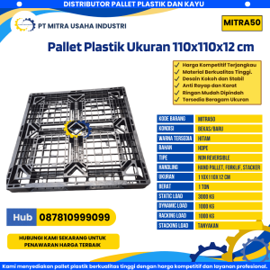 Pallet Plastik Bekas/Baru Ukuran 110x110x12 cm Warna Hitam - MITRA50