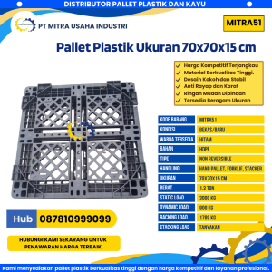 Pallet Plastik Bekas/Baru Ukuran 70x70x15 cm Warna Hitam - MITRA51