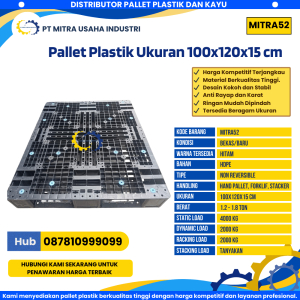 Pallet Plastik Bekas/Baru Ukuran 100x120x15 cm Warna Hitam - MITRA52