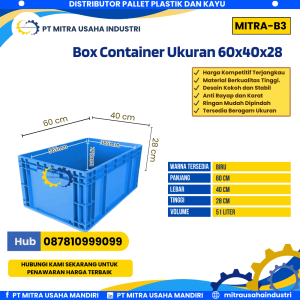 Box Kontainer Baru Ukuran 60x40x28 cm Warna Biru - MITRA-B3