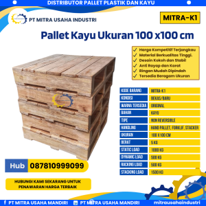 Pallet Kayu Baru Ukuran 100x100x12 cm Warna Original - MITRA-K1