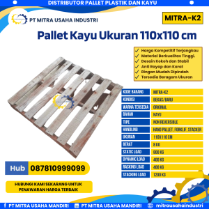 Pallet Kayu Baru Ukuran 110x110x12 cm Warna Original - MITRA-K2