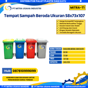 Tempat Sampah Plastik Baru Ukuran 58x73x107 cm Warna Hijau Biru Merah Silver - MITRA-T1