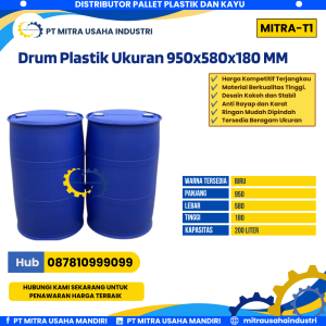 Drum Plastik Bekas & Baru Ukuran 950x580 mm - MITRA-D01 - Biru